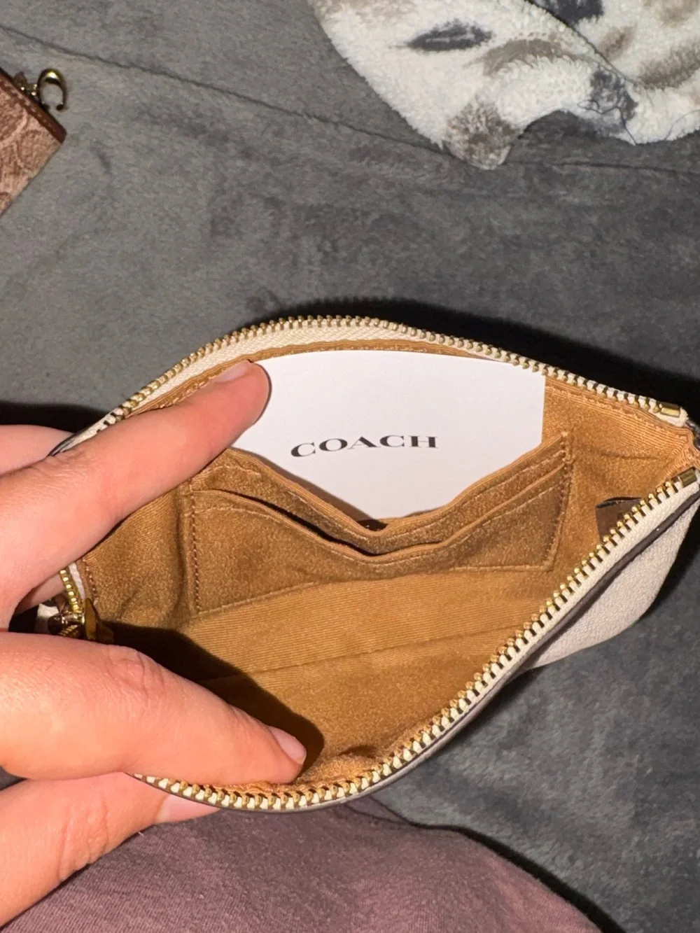 Coach Pale Pink Pebbled Leather Wristlet with Gold Logo